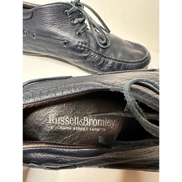 Russell & Bromley Leather Moccassin Loafer Lace Up Mid Top Navy LaceUp Driver 42 - Picture 8 of 12